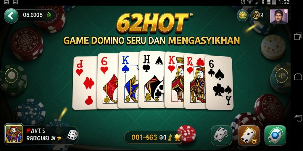 Tampilan gameplay seru dari 62HOT saat bermain Domino.