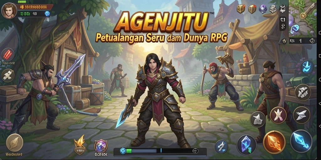 Tangkapan layar AGENJITU menampilkan karakter dalam pertempuran epik di dunia fantasi.