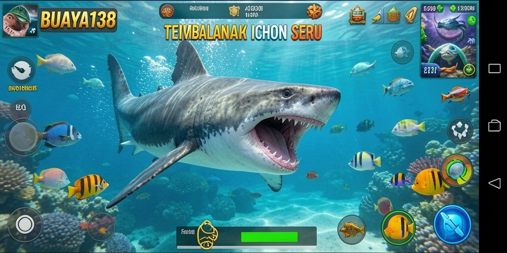 Tampilan gameplay seru di BUAYA138 saat menembak ikan.