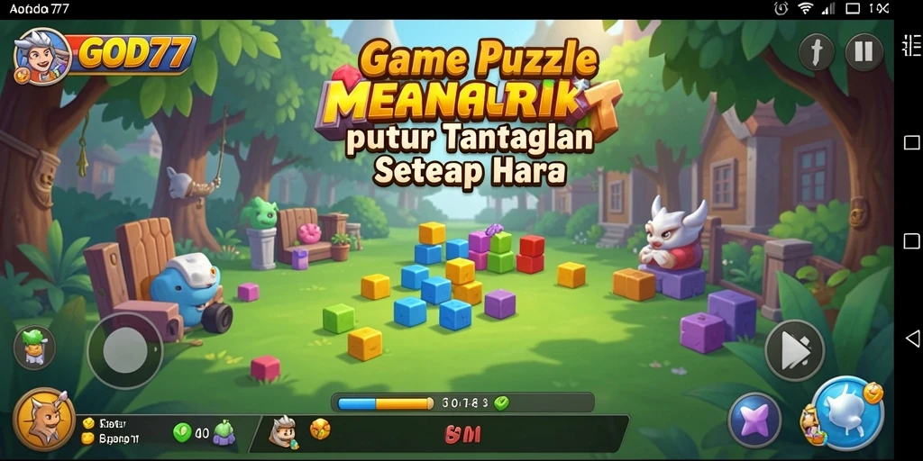 Screenshot gameplay GOD77 yang menampilkan level puzzle menantang.