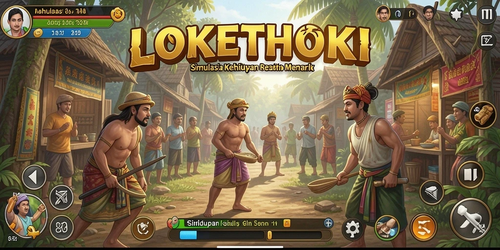Tangkapan layar utama LOKETHOKI menampilkan gameplay simulasi yang menarik.