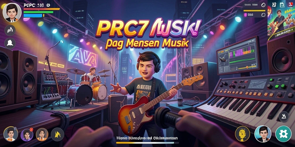 Tampilan gameplay <strong>PCPC7</strong> dengan pengalaman musik yang interaktif.
