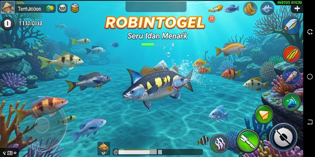 Tampilan gameplay seru Tembak Ikan di ROBINTOGEL.