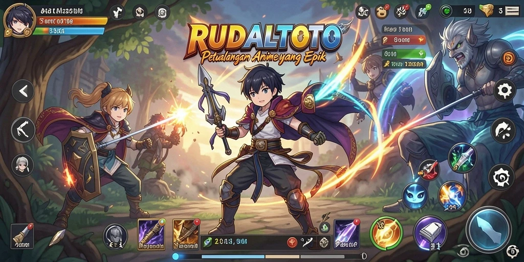 Tampilan menarik dari gameplay RUDALTOTO dengan karakter anime yang menawan.