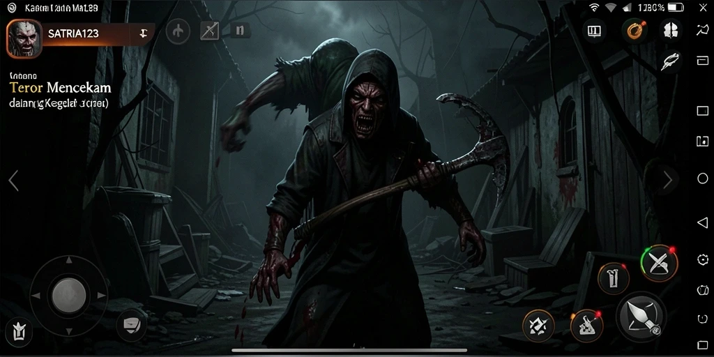 Screenshot gameplay menarik dari <strong>SATRIA123</strong> dengan suasana horor yang menegangkan.