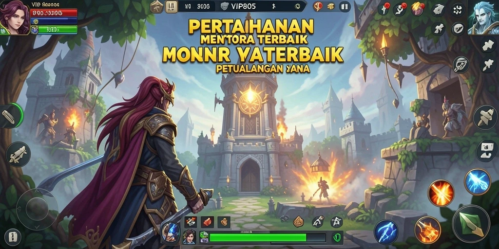 Tangkapan layar gameplay VIP805 yang menarik dengan menara dan musuh beragam.