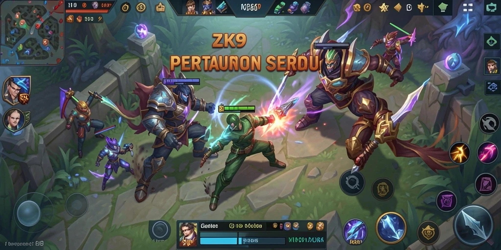 Screenshot utama ZK9 menampilkan pertarungan epik dalam game MOBA.