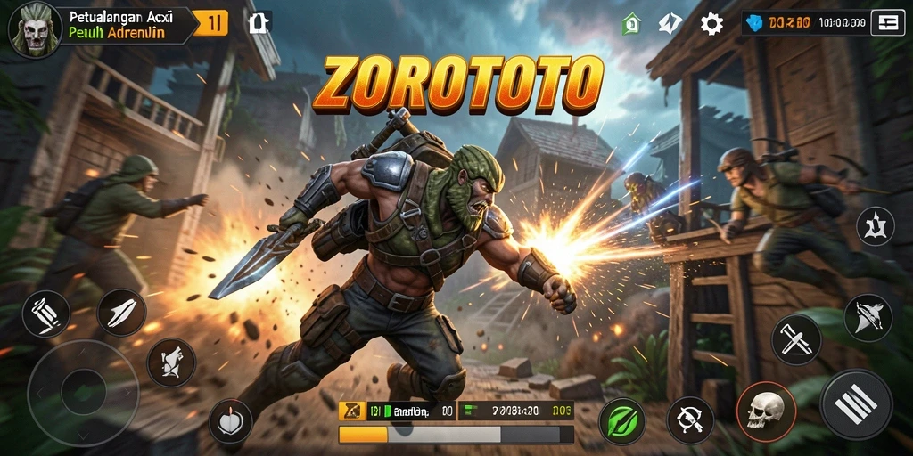 Gameplay seru dalam ZOROTOTO dengan pertarungan aktion.